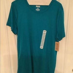 New Duluth Trading Women’s Longtail T, Short Sleeves T Shirt, Bright Teal.